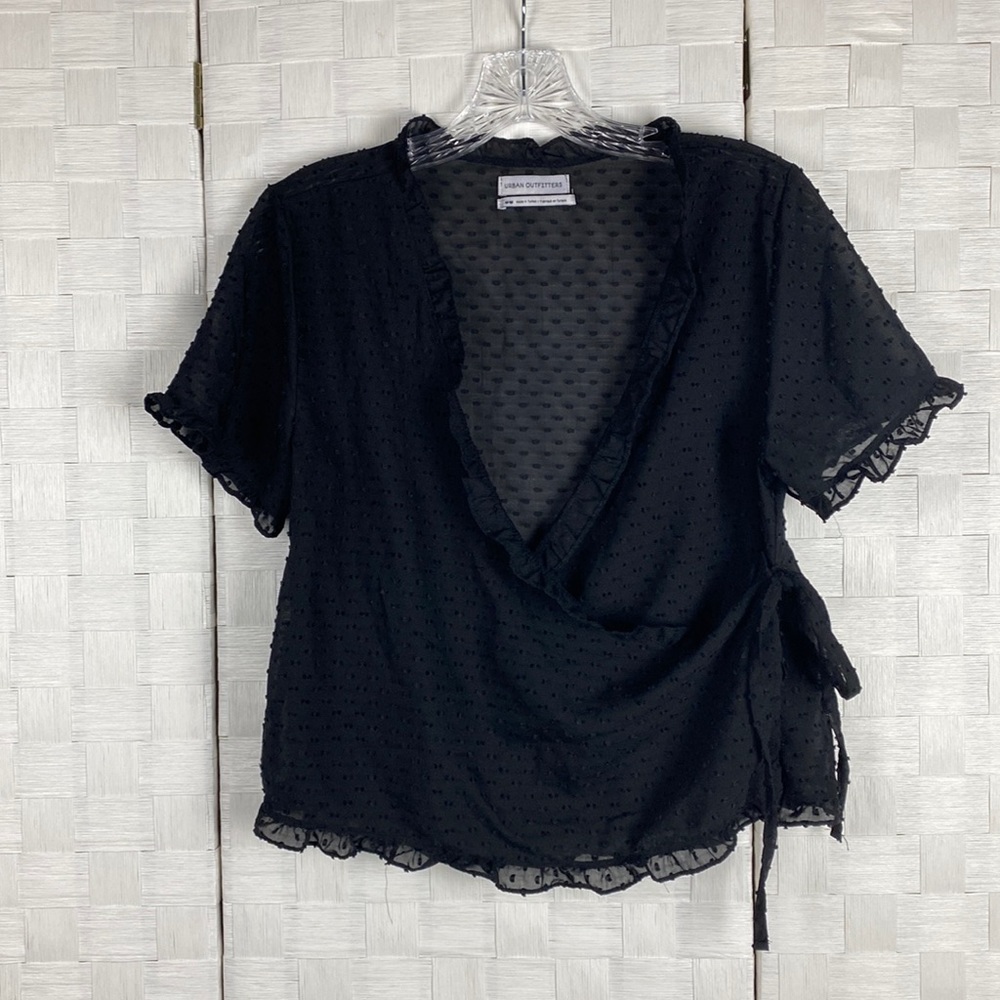 Urban Outfitters Sheer Swiss Dot Wrap Top